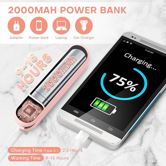 Portable Mini Handheld Fan, Small Rechargeable Personal Fan with Pocket Power Bank Design for Travel/Women Gifts/Disney World Accessories/Theme Park Essentials