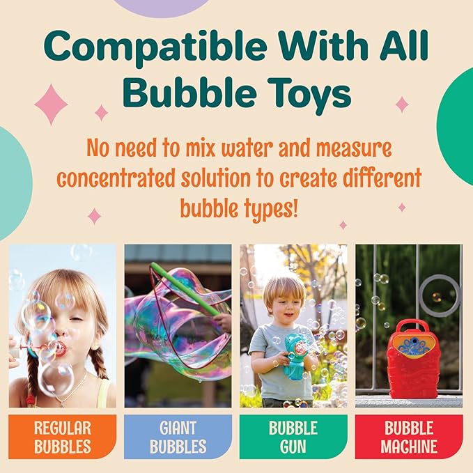 33 OZ Iridescent Bubble Solution Refill | Non-Toxic Pre-Mix Bubble Refill Solution No Mixing or Measuring Required | Bubbles for Kids | Bubbles Bulk | Bubble Machine Solution | Giant Bubbles (33 OZ)