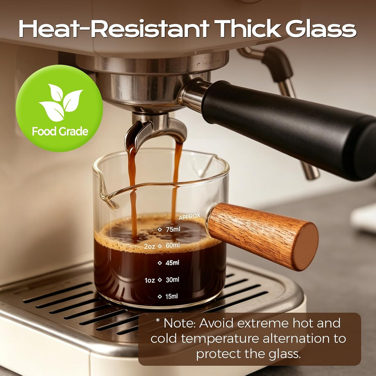 YARRAMATE 2.5oz Double Spout Espresso Shot Cups, 2 Pack with Handle | Borosilicate Glass, Precision Pouring, Heat Insulated Grip, Dual-Scale Accuracy, Easy to Rinse Clean