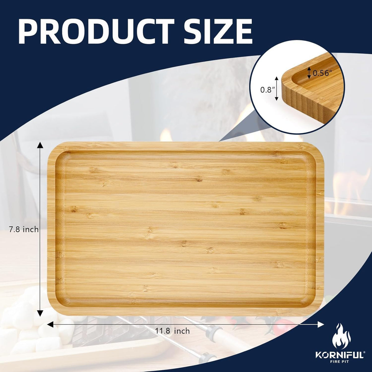 Bamboo Serving Tray 2 Pack – Trays for Serving Food in Bed Couch Kitchen or Patio – Rectangular Wooden Platters for Meals Snacks or Decor