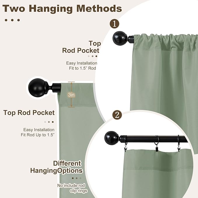 Outdoor Patio Curtains Waterproof 6 Panels 54x95 Inch- Protect Privacy & Weatherproof Rod PocketBalcony Outdoor Curtains for Apartments,Porch, Gazebo, Pergola, Sliding Glass Door, Sage Green