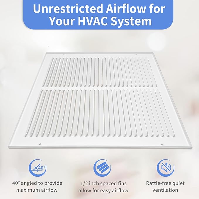 24"W x 6"H [Duct Opening Size] Steel Return Air Grille, Air Return Vent Cover for Ceiling and Sidewall - HVAC Air Vent Covers - [Outer Dimensions: 25.75"W x 7.75"H]