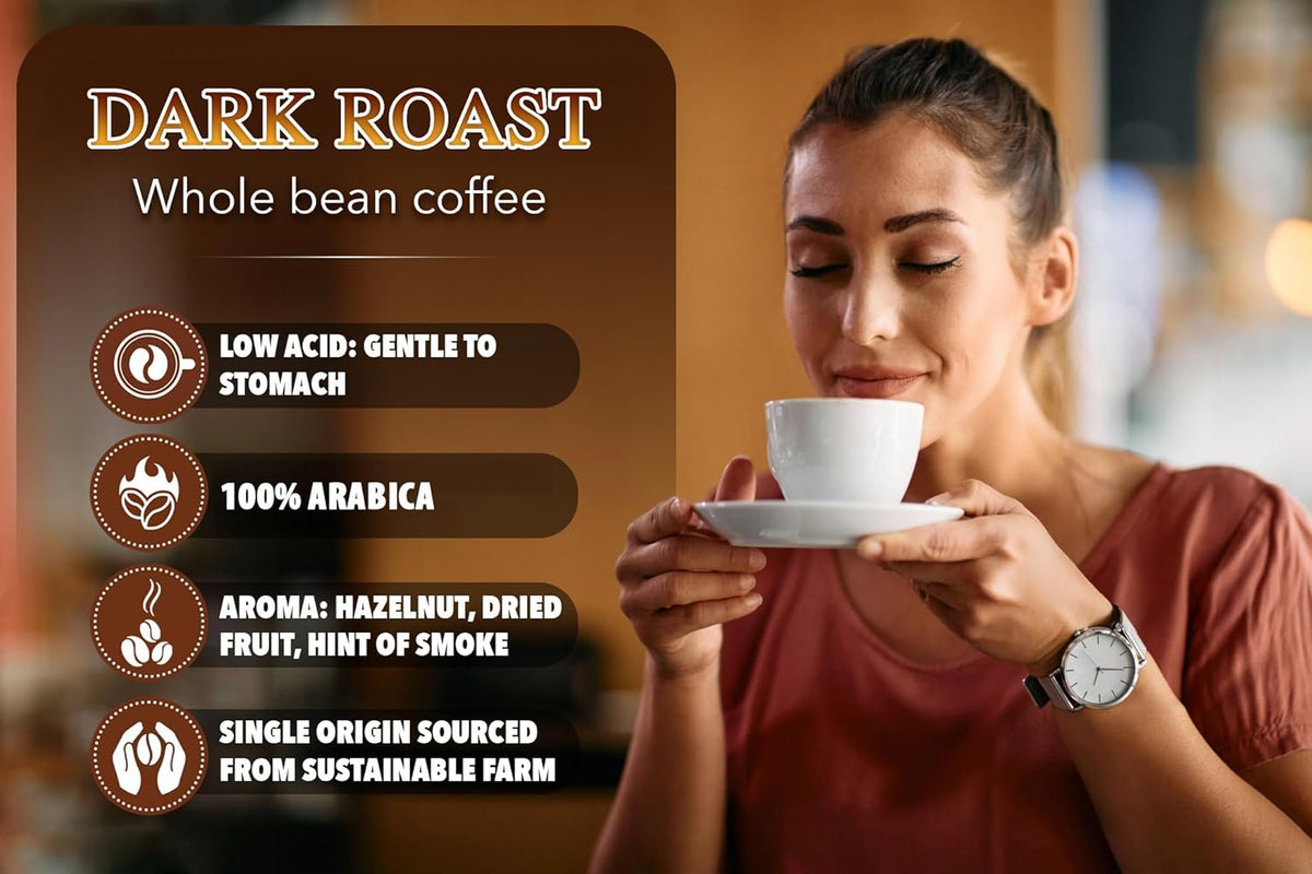 Tarmo - Solar SIP, Low Acid 100% Arabica Whole Bean Coffee, Specialty Vietnamese Coffee, Single Origin Dark Roast Coffee Beans, 12 Oz Bag