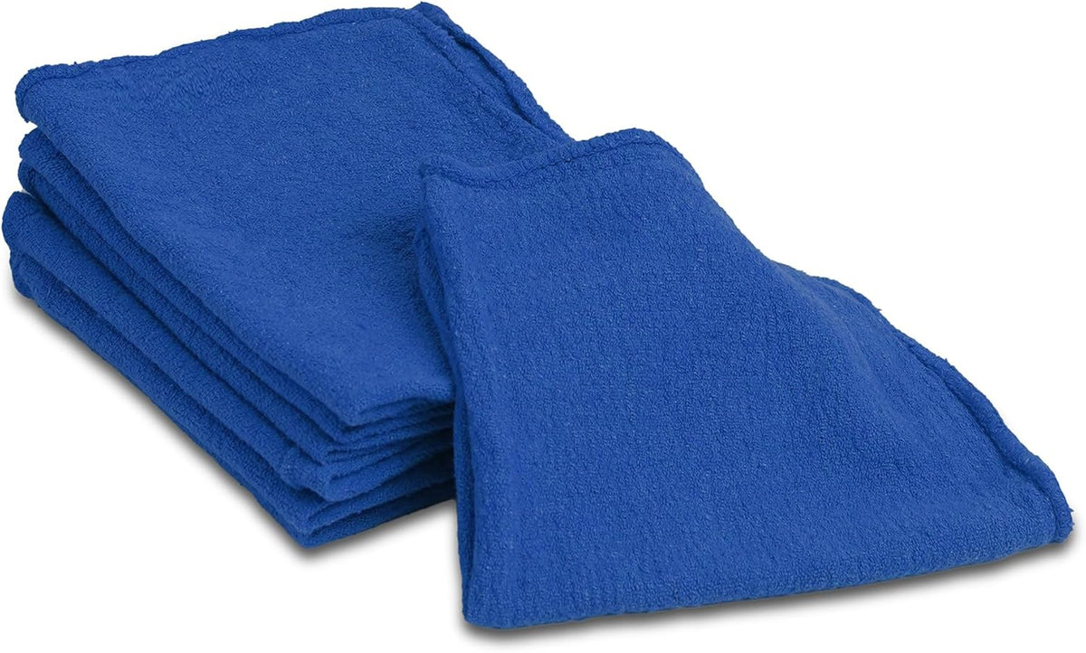 Cotton Shop Towels - Pack of 50 Cleaning Rags 12'' x 14'' - Super Soft and Absorbent Shop Rags for House - Multipurpose Cleaning Towels for Automobiles, Industries, Garage