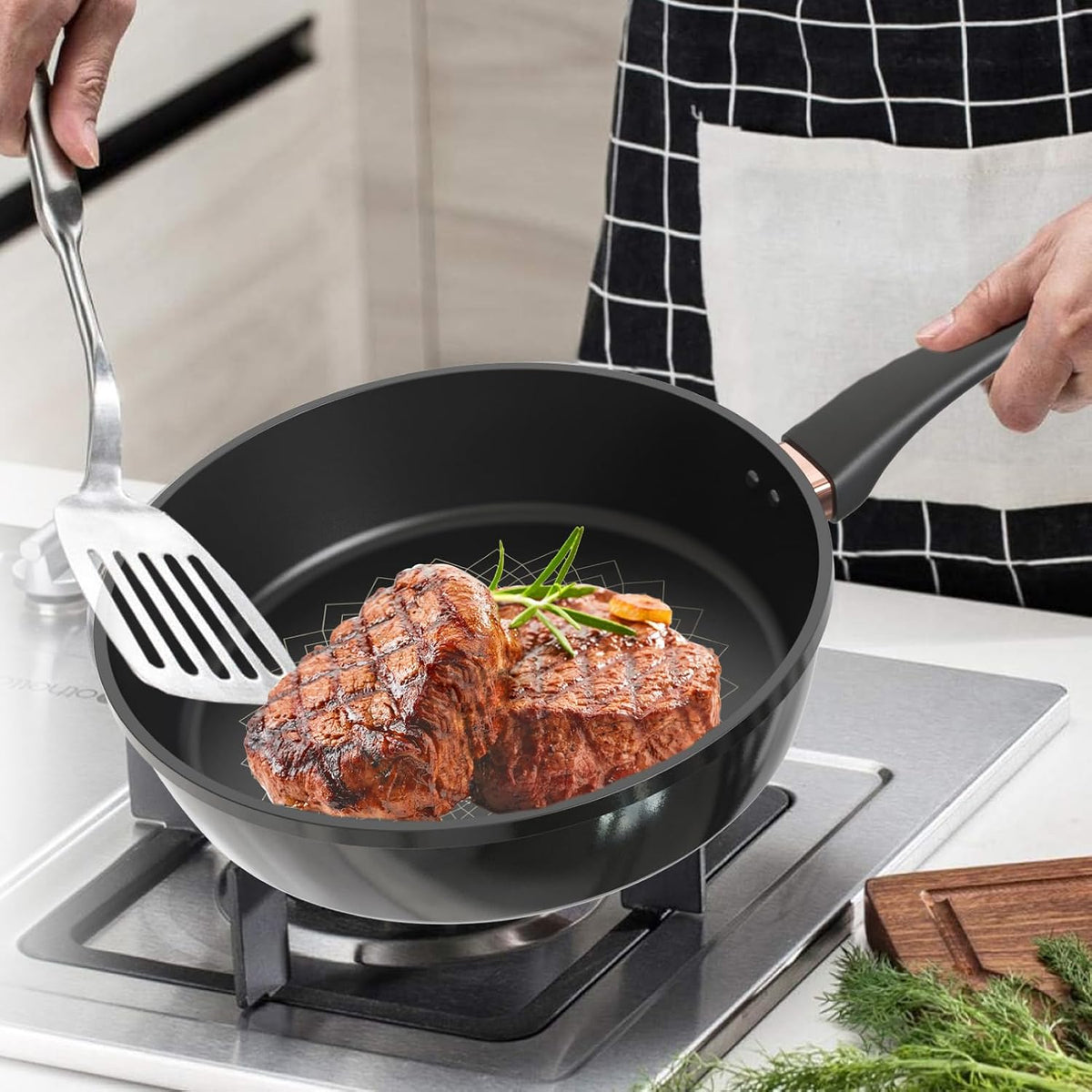 Saucepan for Cooking (FRY PAN (Titanium), 12 inch)