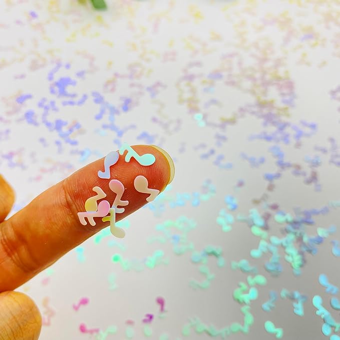 3000Pcs Music Confetti PVC Music Note Musical Confetti for Music Party Recital Reception Baby Shower Wedding and Birthday Party Decoration (White)