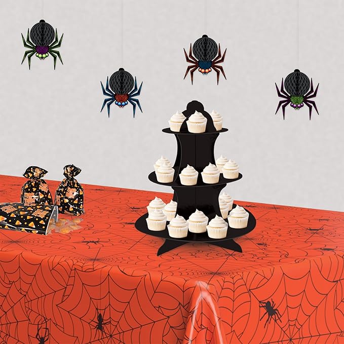 Beistle Spider Web Tablecover, 54” x 108”- Creepy Cobweb Plastic Rectangular Halloween Tablecloth Decoration for Spooky Party, Haunted House, Or Costume Bash