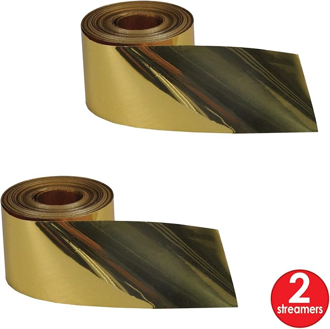Beistle 2 Piece Indoor Outdoor Metallic Plastic Birthday Streamers For Wedding Receptions, Graduation Parties, New Year's Eve Decorations
