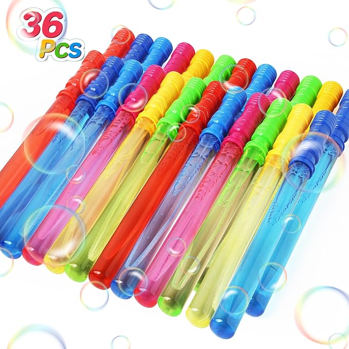AuroTops 36PCS Big Bubble Wands Bulk for Kids, 15 Inches Bubble Wand Bulk in 6 Colors, Bubble Party Favor Supply for Summer Indoor/Outdoor Activities, Easter, Goodie Bags, Birthday