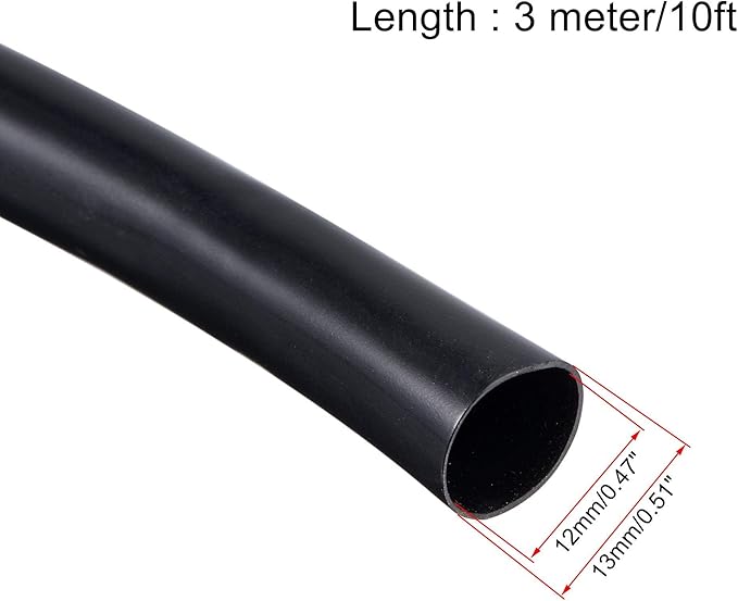 uxcell Black PVC Tube Wire Harness Tubing, 1/2-inch(12mm) ID 10ft Sleeve for Wire Sheathing Wire Protection