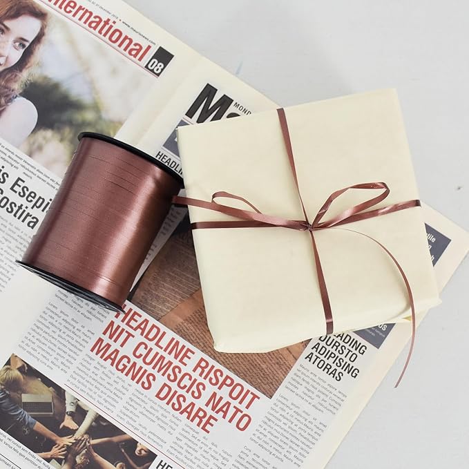 TONIFUL 500 Yards Curling Ribbon-Balloon Ribbon-Balloon String for Art&Craft Decor,Gift Wrapping,Ribbons and Bows for Thanksgiving kChristmas New Year Birthday Gifts Graduation Supplies (Brown)