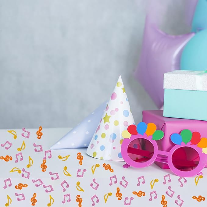100pcs Music Note Confetti, Gold&Pink Glitter Musical Table Confetti for Baby Shower, Music Theme Birthday Paper Scatters, Anniversary/Wedding Party Table Decoration