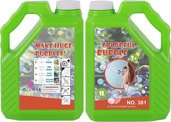 Lulu Home Concentrated Bubble Solution, 1 L/ 33.8 OZ Refill for Bubble Machines, Giant Wands, and Blowers - Up to 2.5 Gallons for Kids' Birthday Parties