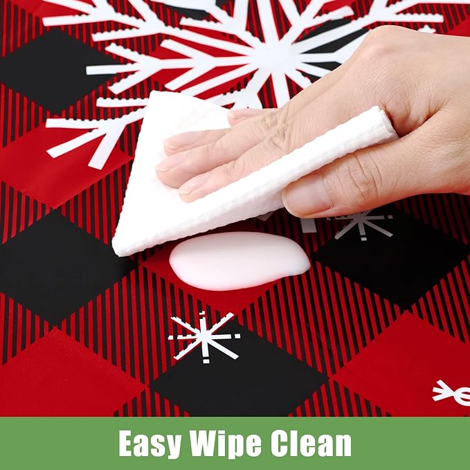 Smiry 3 Pack Gingham Disposable Table Cloth, 54 x 108 Inch Waterproof Plastic Tablecloth, Rectangle Red Checkered Snowflake Table Covers for Christmas, Birthday, Party, Banquet