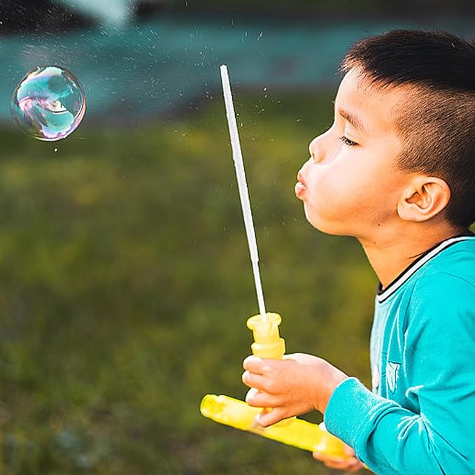 MorTime 24 Pack Bubble Wands for Kids, 8 Colors Bubbles Stick Bulk, 14.6" Easter Party Favor Summer Toy for Children