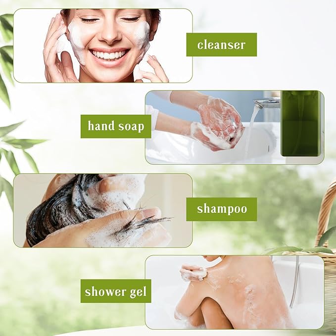 3 Pack Foaming Soap Dispenser Empty Plastic Foam Pump Bottle Refillable Foam Soap Bottle Dispenser for Shampoo Liquid Soap Face Wash (Green, 450ml/15oz)
