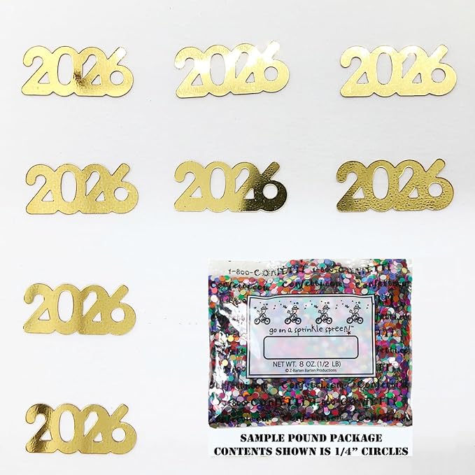 Confetti Year 2026 Gold - Half Pound (8 oz) #7342 Q08