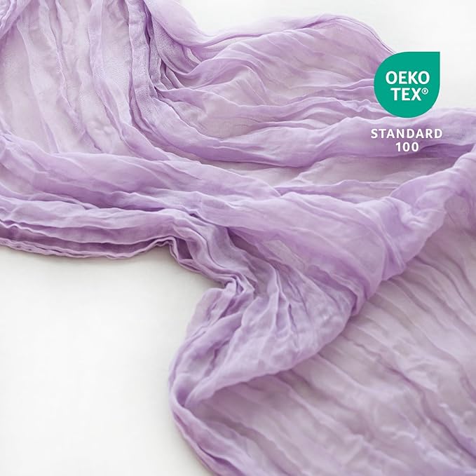 Sioloc Lilac Purple Lavender Cheesecloth Table Runner 120'' x 35'',Spring Easter Decor Soft Gauze Boho Wedding Table Decor for 10ft Table Birthday Party,Baby Shower, Bridal Shower, Home & Event Decor