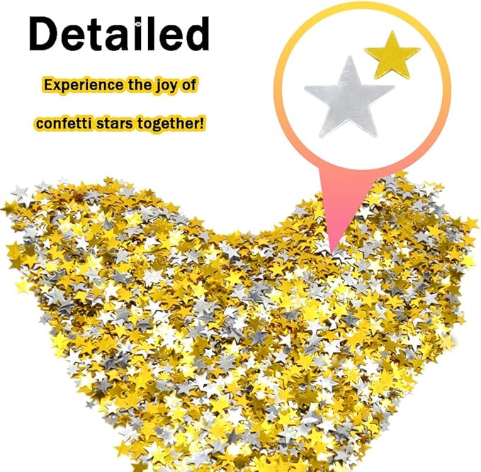 60g/2.1oz Foil Star Confetti Glitter Mixed Pack Metallic Foil Table Confetti Sparkle Sequins for Wedding,Party Decoration(Gold+Silver)