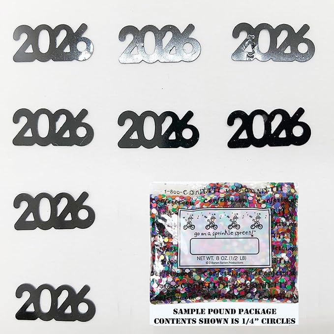 Confetti Year 2026 Black - Half Pound (8 oz) #7340 Q08