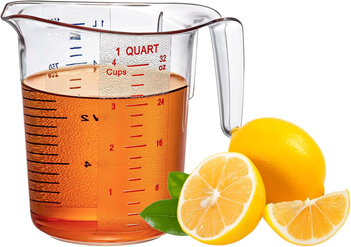 Amazing Abby - Melissa - 32-Ounce Plastic Measuring Pitcher (1-Pack), 4-Cup (1-Quart) Food-Grade Measuring Jug, Unbreakable, Stackable