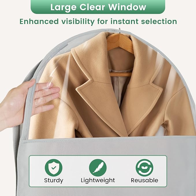 Carbrea 66 Inch Garment Bags for Hanging Clothes - Long Dress Bags for Gowms Closet Wardrobe Storage Travel - 2 Pack