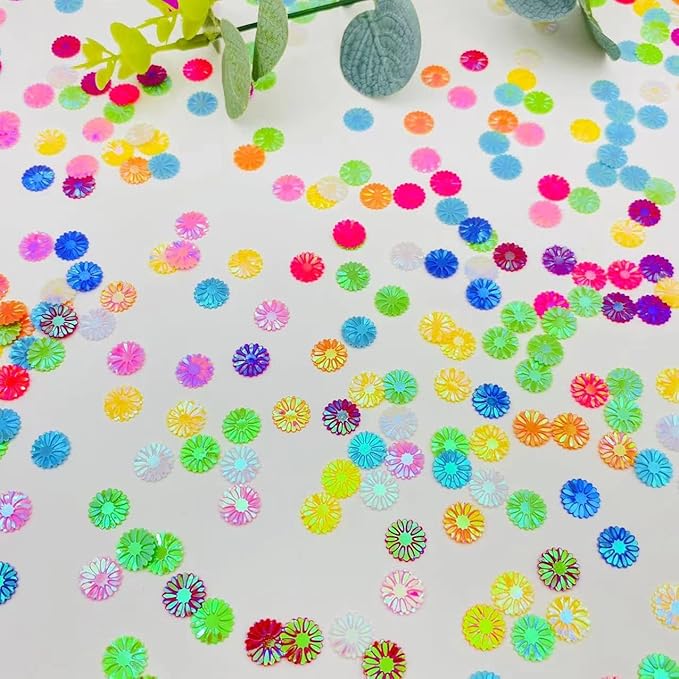 2000PCS 9mm Daisy PVC Confetti Flower Table Confetti for DIY Mold Art Bridal Baby Shower Engagement Wedding Birthday Party Decorations (Mixed)