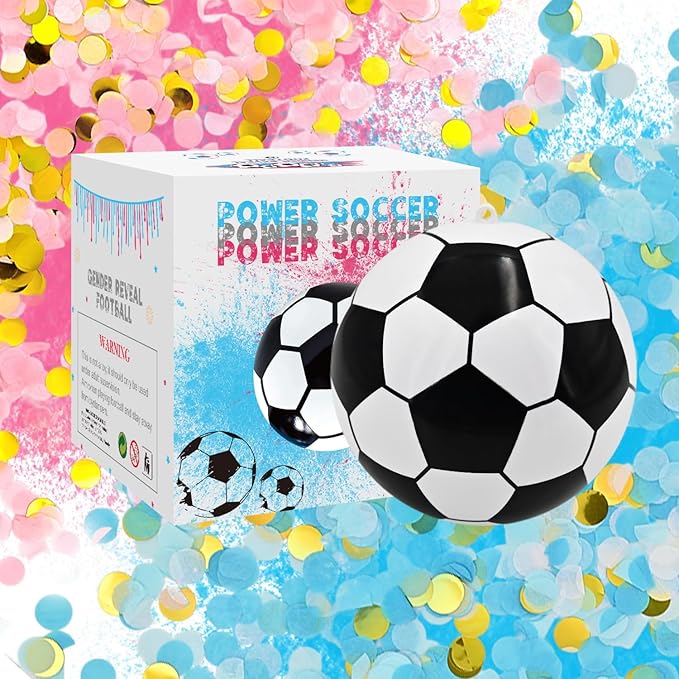 Gender Reveal Soccer Ball with Powder Pink or Blue Exploding Gender Reveal Ball for Game Boy or Girl Reval Soccer Ball with Powder for Gender Reveal Party Ideas (Powder, Blue&Pink)