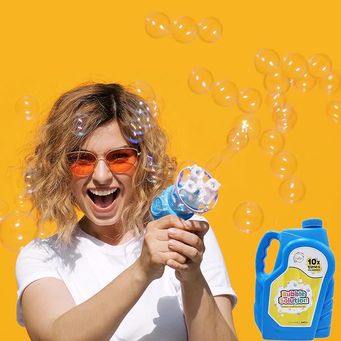 The Dreidel Company Ready Bubble Solution Refill for Bubbles Toys, Up to 2.5 Gallon, Non-Toxic Large 32oz Ready Liquid for Bubble Machine, Guns, Wands, Lawn Mower Toy (4-Pack)