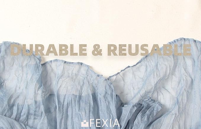 FEXIA 3 Pack Dusty Blue Table Runner 35x120 Inches for Baby Shower Decoration Gauze Rustic Table Runner for Wedding Party First Communion Centerpiece Engagement Bridal Shower Boho Decoration