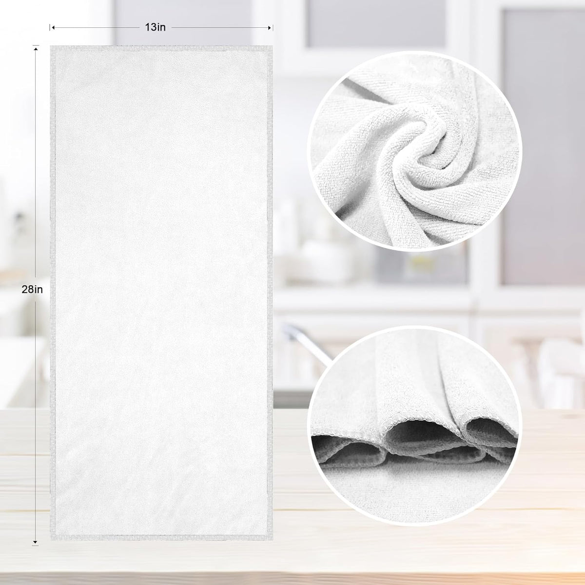 kimteny 13x28 Inches Kitchen Cloth Dish Towels, 400 GSM Premium Dishcloths, Super Absorbent Coral Velvet Microfiber Cleaning Cloths, Fast Drying Rags for Washing Dishes (12 Pack, White)