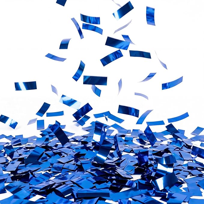 Sumind 200 Grams Large Sapphire Blue Confetti Foil Glitter Metallic Shredded Paper Filler Throwable Scatter Table Party Confetti for Wedding Gender Reveal Graduation Birthday Baby Shower Party Decor