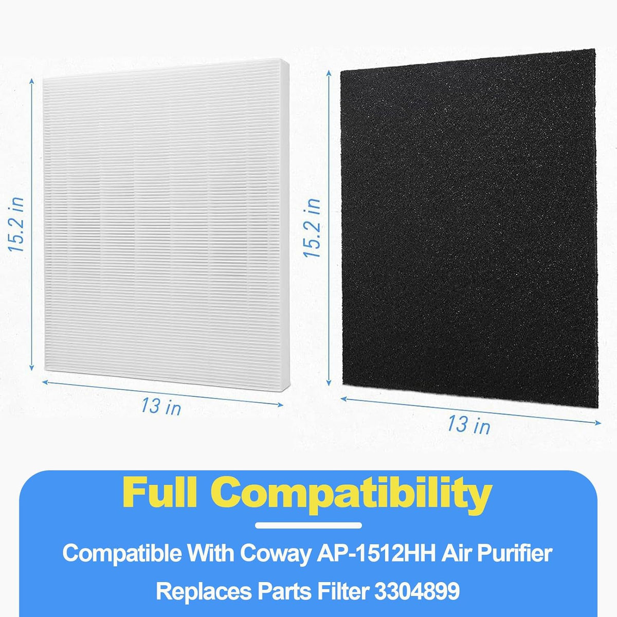 AP-1512HH Air Purifier Replacement Filter Set Compatible with Coway Airmega AP-1512HH,AP-1518 and Airmega 200M Air Purifier, 2 True HEPA and 6 Carbon Pre-Filters, Compared to Part # 3304899
