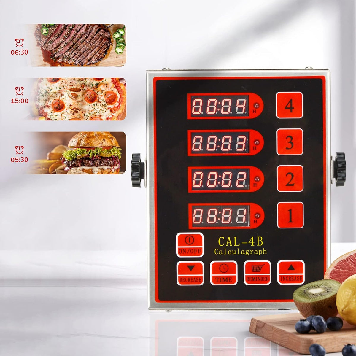Commercial 4 Channel Kitchen Timers Digital Restaurant Timer Professional Multi Loud Alarm Adjustable Cooking Reminder
