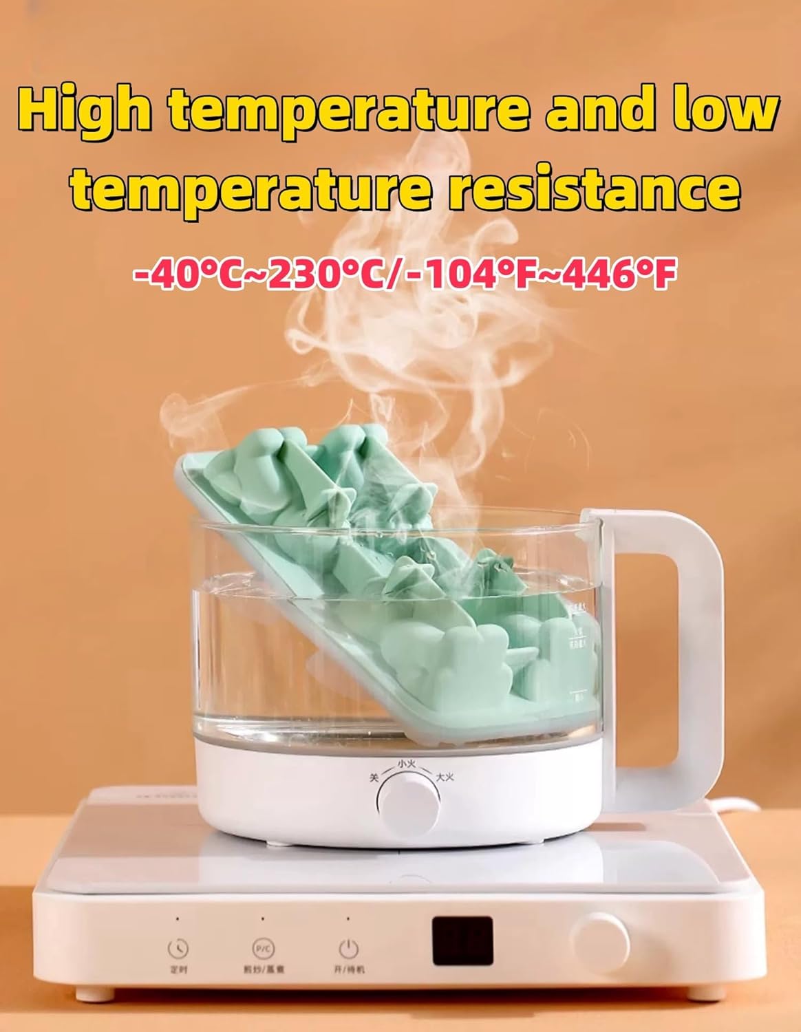 Cute 3D Cat Silicone Ice Cube Tray Mold Cartoon Animal Ice Box BPA-Free (Black)