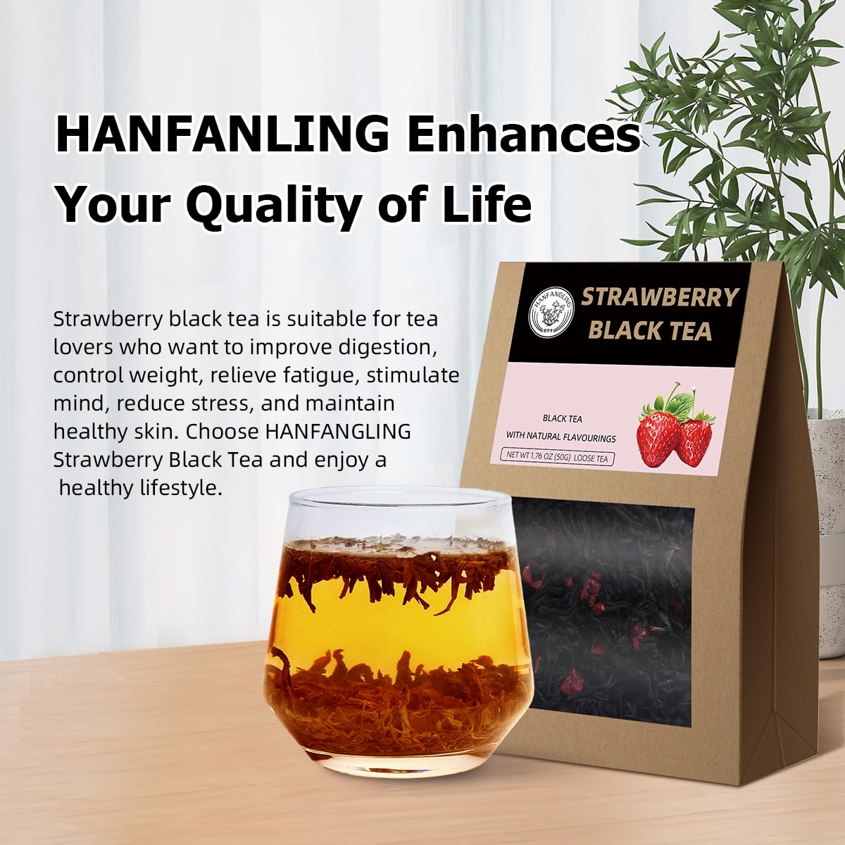 Hanfangling White Peach Oolong Tea and Strawberry Black Tea, Natural Loose Leaf Tea,The Choice for Enjoying a Beautiful Life