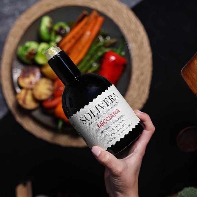 Solivera Lecciana Extra Virgin Olive Oil Cold Pressed, Floral & Balanced, 400+ High Polyphenols, Gourmet & Healthy Organic Oil