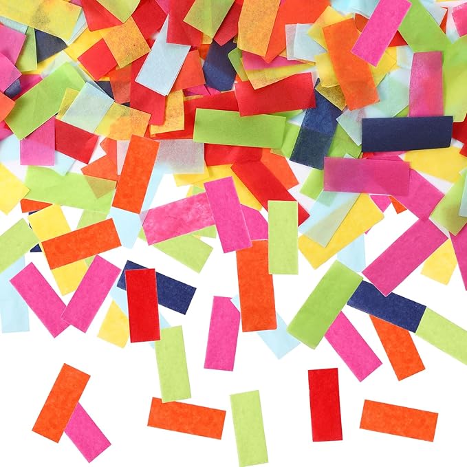 300 Grams Rectangle Paper Confetti Multicolor Foil Sprinkles Table Confetti for Baby Shower Clubs Weddings Birthday Celebrations Fiesta Party Decor, 0.79 x 1.97 Inch