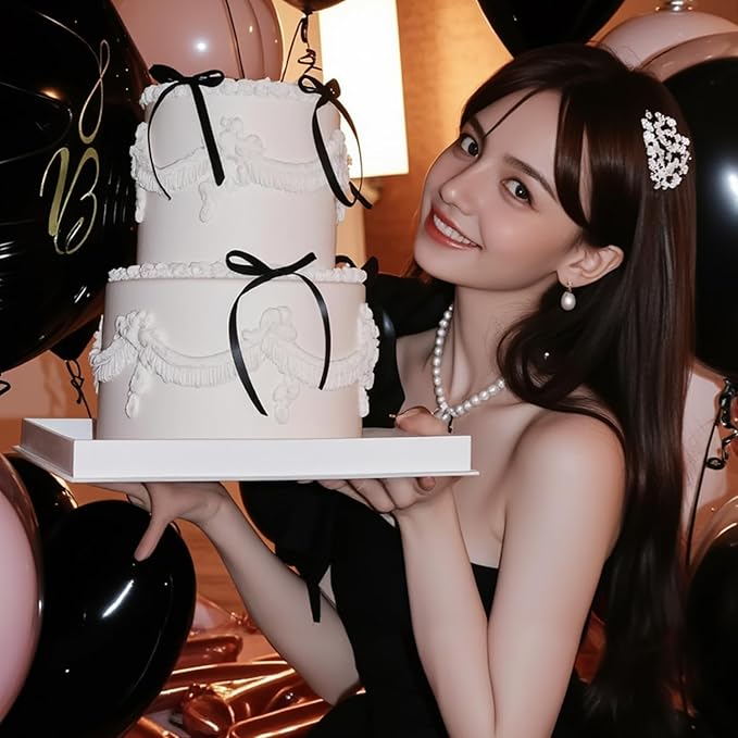 50 Pcs Satin Ribbon Bows 5x7 Inch Twist Tie Bows, Cute Black Bow Decor for Gift Wrapping, Cake Treat Bags, Craft DIY Gift, Party Favors Wedding Decorations (Black)