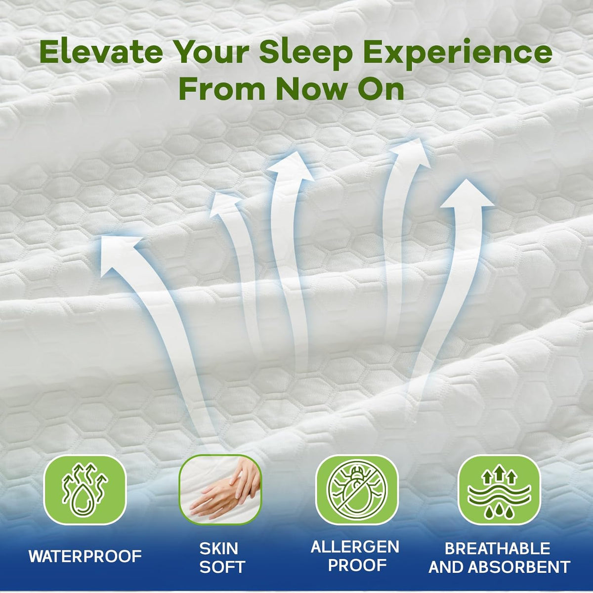 Premium Tencel Twin Size Mattress Protector in White, Natural and Skin Soft, Enjoy Our Waterproof Mattress Cover Fitted with A Deep Pocket, Hypoallergenic, Breathable, Noiseless and Absorbent