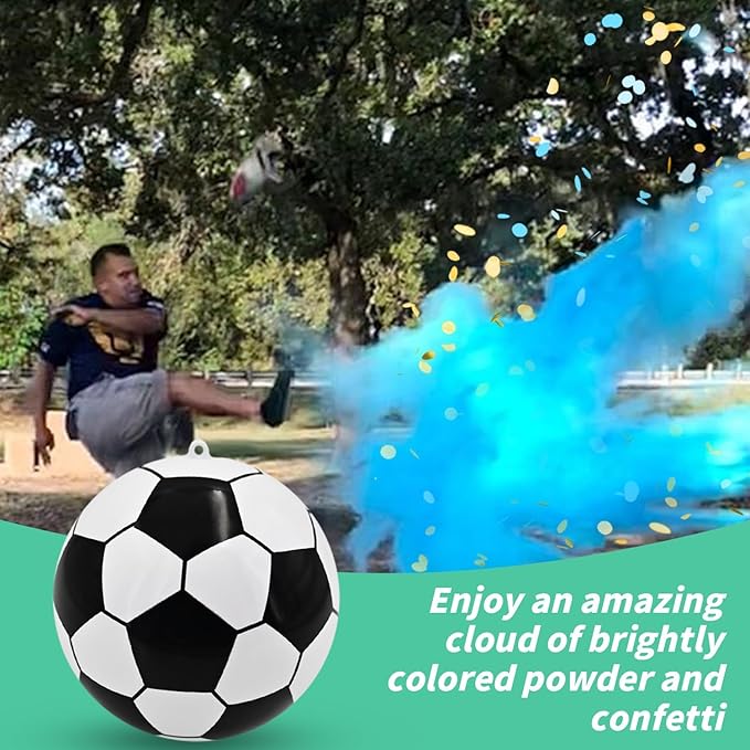 Gender Reveal Soccer Ball with Powder Pink or Blue Exploding Gender Reveal Ball for Game Boy or Girl Reval Soccer Ball with Powder for Gender Reveal Party Ideas (Powder, Blue&Pink)