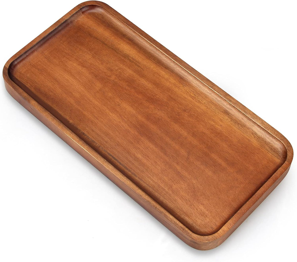 Acacia Wood Platters Small 12"x6" Long Charcuterie Board Rectangle Decorative Tray Wooden Serving Platter for Food Appetizer Cake Plates Kitchen Dish