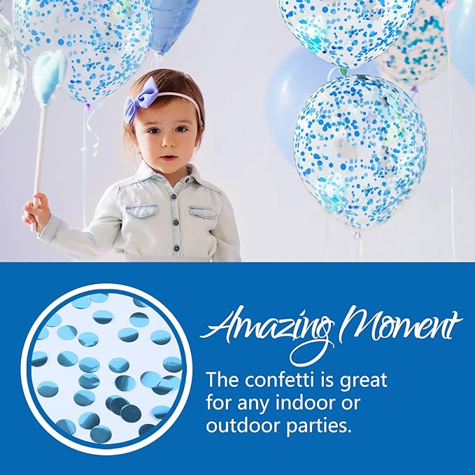 BATTIFE Metallic Glitter Foil Confetti Round Table Confetti Dots for Wedding Party Celebration Decorations 1.8oz - 0.6inch (Teal Blue)