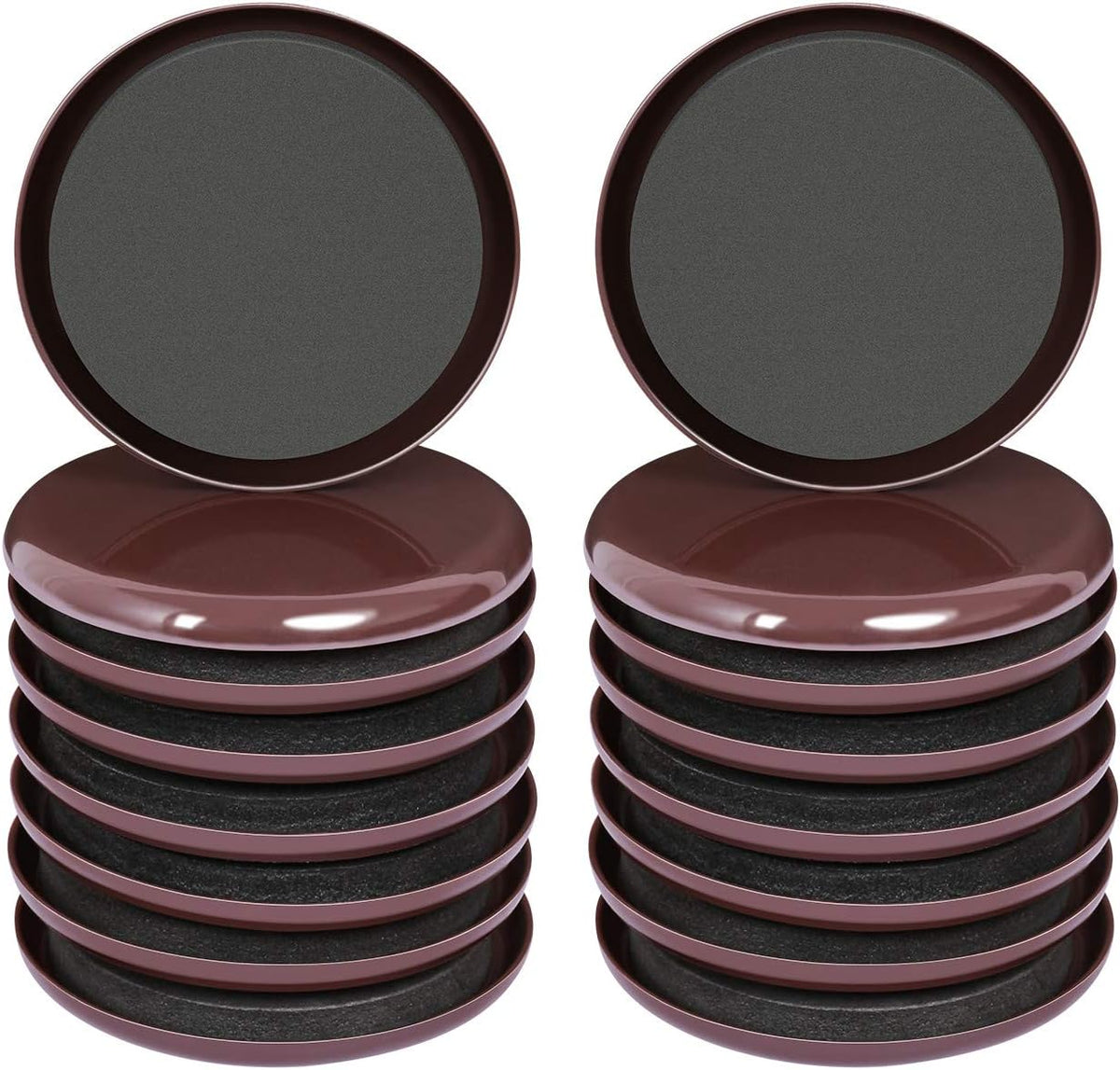 Ezprotekt 3 1/2 inch Furniture Moving Sliders for Carpet, 16 Pcs Round Reusable Furniture Movers Pads for Heavy Table Desk Bed Sofa Fridge Couch Cabinet, Move Furniture Easily & Safely! (Brown)