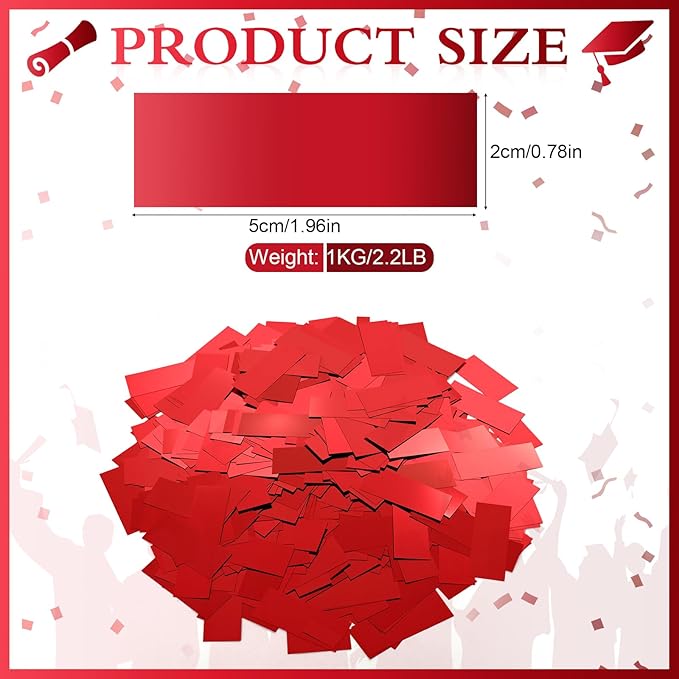 Sumind 1000 Grams Red Large Metallic Confetti Glitter Throwable Table Scatter Foil Confetti for Wedding Birthday Party Baby Shower Graduation Valentine Christmas Celebrations