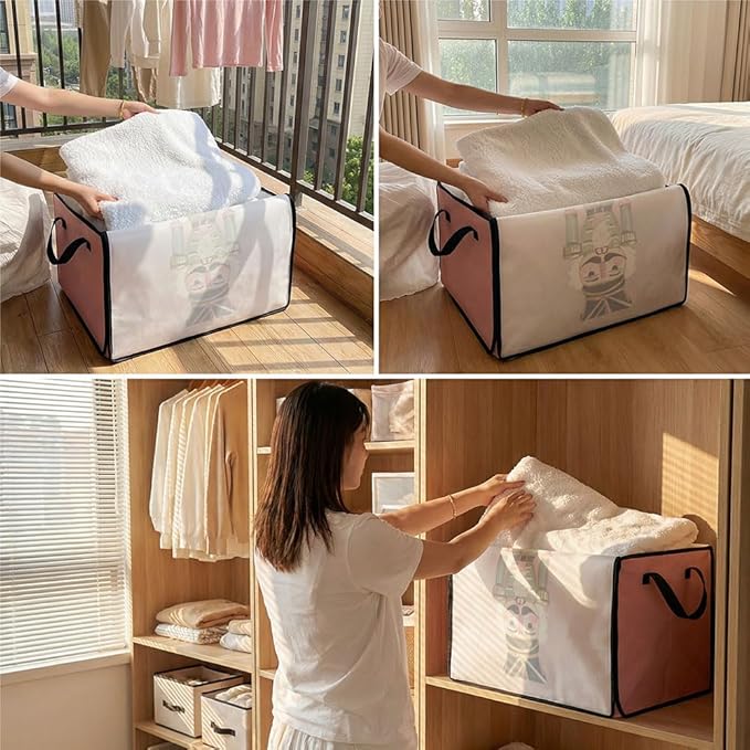 3pcs comforter blanket clothes sheet towel sweater pillow plush underbed storage,linen closet organization containers for bedroom,clear window storage tote bag,extra large portable moving boxes