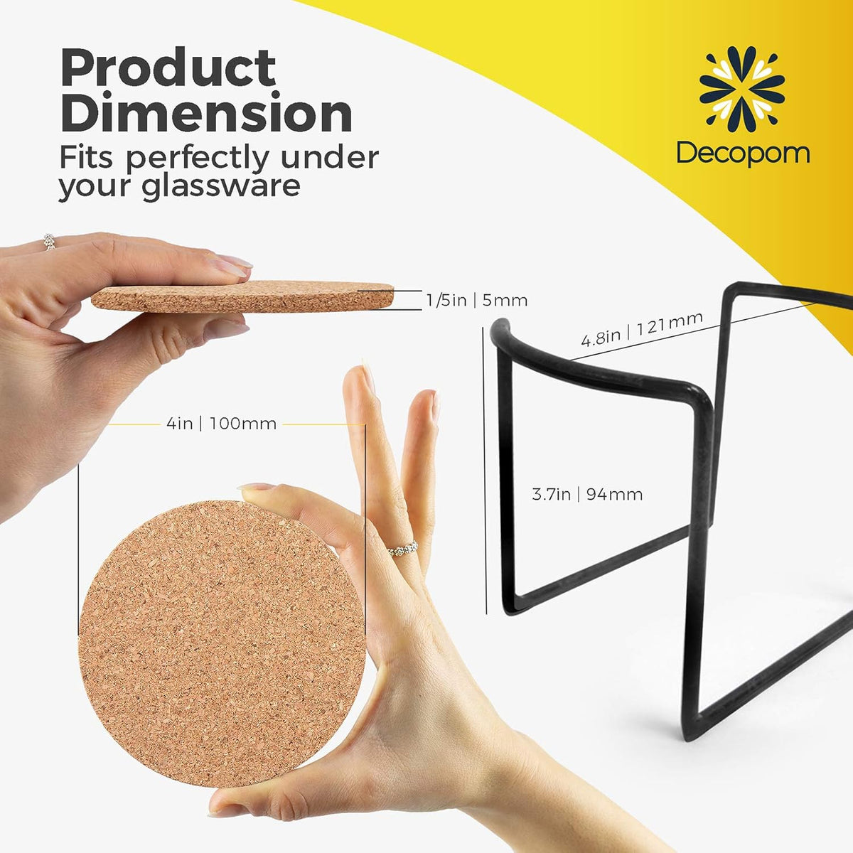 Cork Coasters for Drinks with Metal Holder - 16 Pcs Round 4 inch Drink Coaster Thick Absorbent Heat-Resistant Saucer
