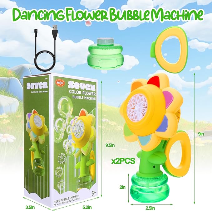 Vodolo 2PCS Seven Color Flower Bubble Machine