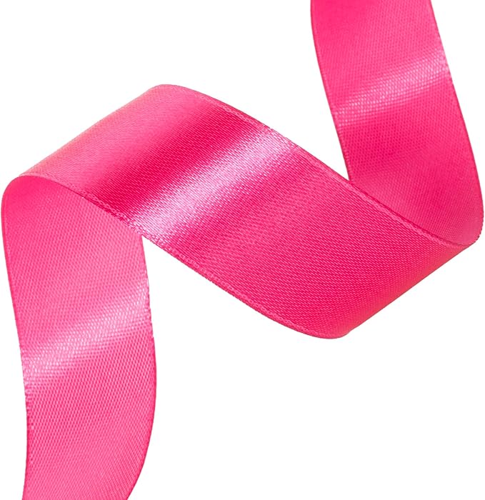 YASEO 1 Inch Rose Red Solid Satin Ribbon, 50 Yards Craft Fabric Ribbon for Gift Wrapping Floral Bouquets Wedding Party Decoration