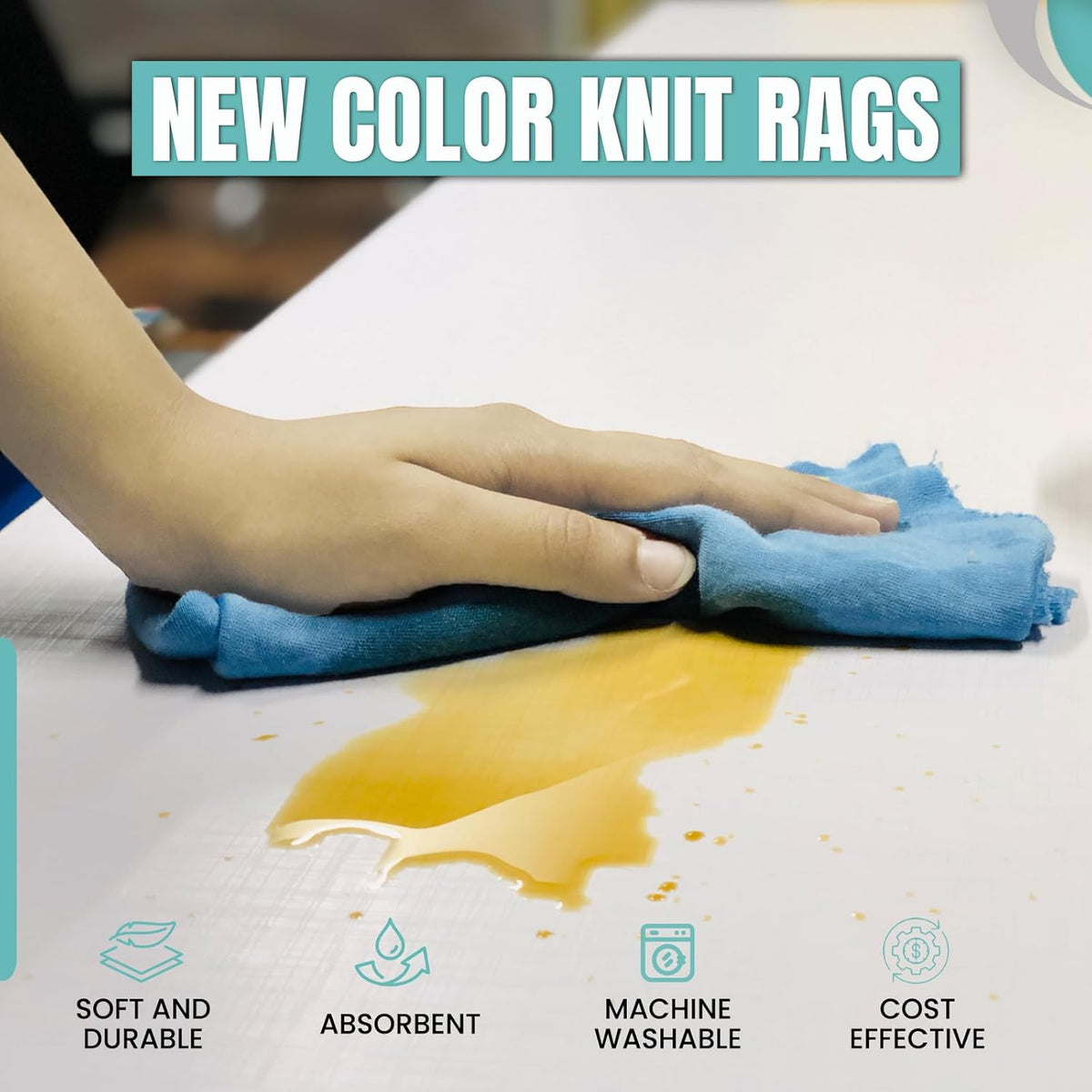 Premium Color Knit Cleaning Rags (1 lb. Bag - Pack of 24) – Shop Rags Bulk for Workshops, Mechanics, Painters, and Home Use, Multipurpose Cotton T-Shirt Rags